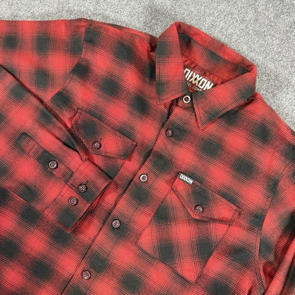 Dixxon Flannel Shirt Mens Large Tall Red The Watts Plaid Long Sleeve Button‎ Up